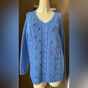 QUACKER Factory Ball knitted Sweater sequin blue sweater with embellishment L